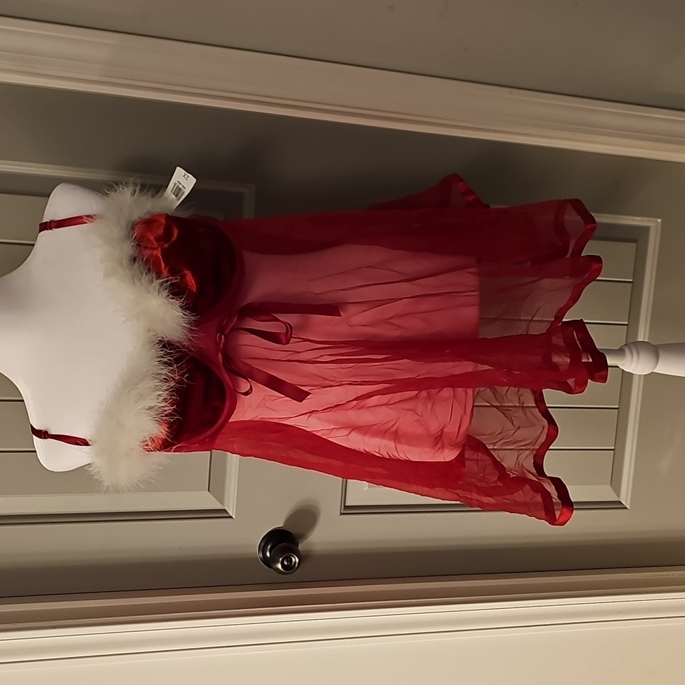 Red santa lingerie with thong underwear 2x